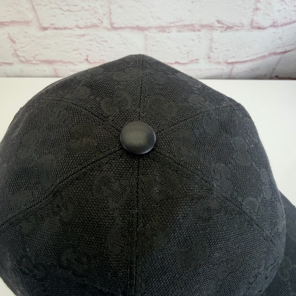 Gucci Classic Web Black Gg Monogram Baseball Cap Hat Large